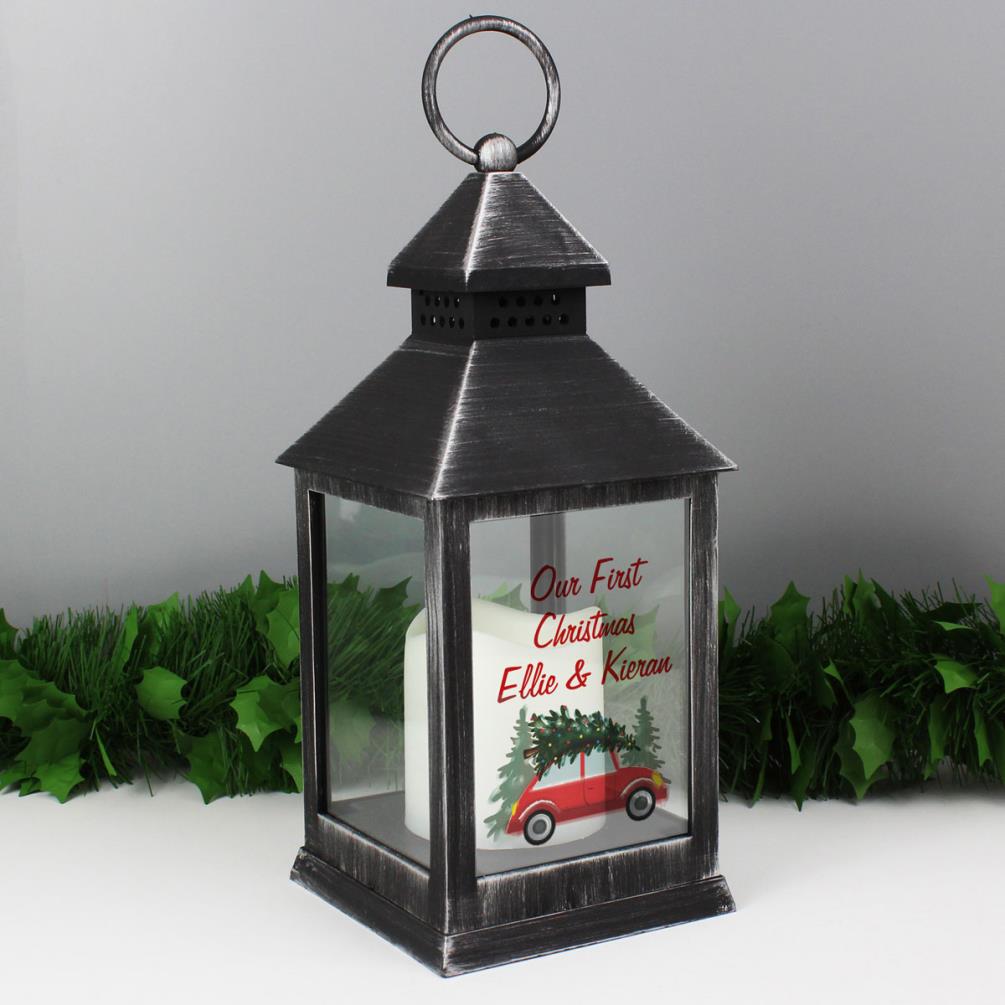Personalised Driving Home For Christmas Rustic Black Lantern Extra Image 1